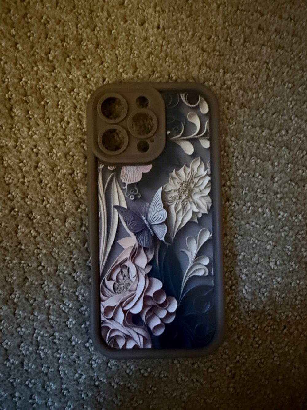 iPhone 16 pro max. 
Floral Butterfly Protective Phone Case - Gray